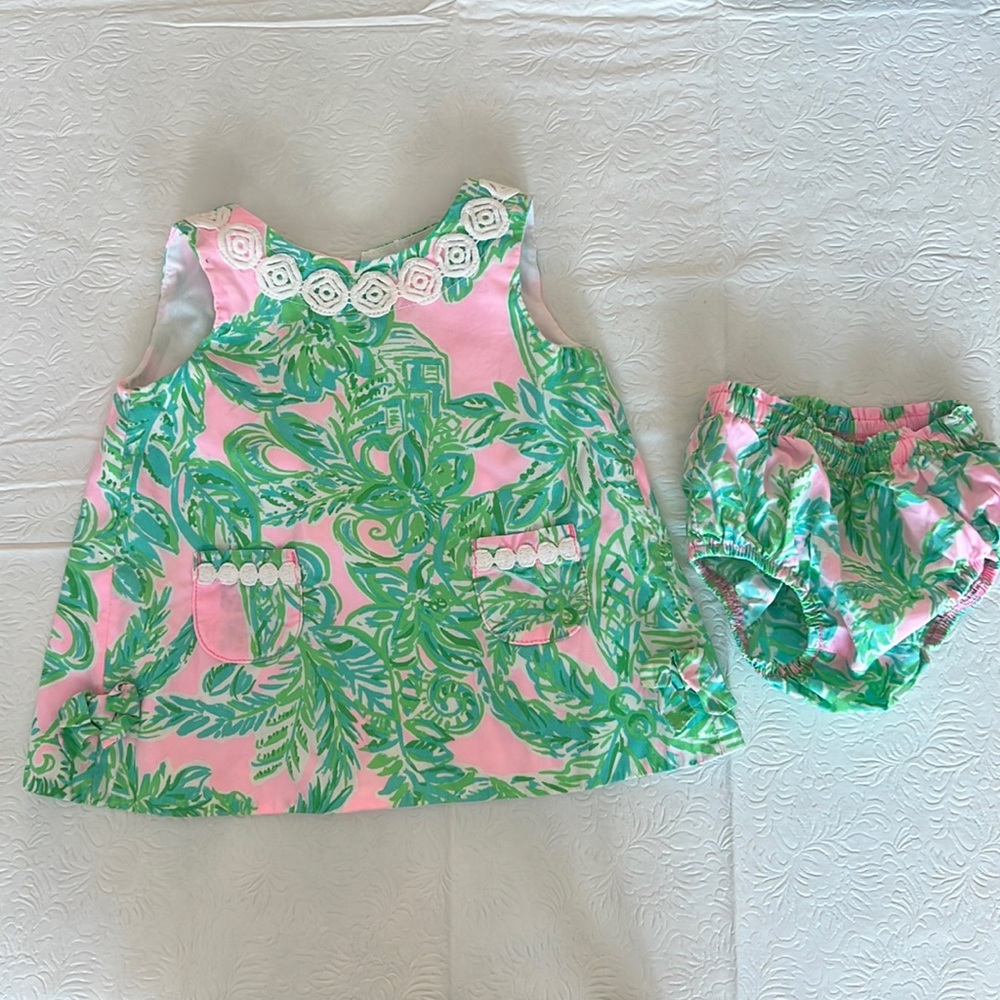 Lilly Pulitzer baby shift dress 3-6 months with diaper cover